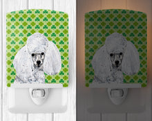 Load image into Gallery viewer, White Toy Poodle Lucky Shamrock St. Patrick's Day Ceramic Night Light SC9725CNL
