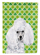 Load image into Gallery viewer, White Toy Poodle Lucky Shamrock St. Patrick's Day Garden Flag – Decorative Outdoor Yard Flag SC9725GF
