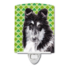 Load image into Gallery viewer, Black and White Collie Lucky Shamrock St. Patrick's Day Ceramic Night Light SC9726CNL
