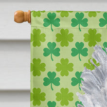 Load image into Gallery viewer, White Standard Poodle Lucky Shamrock St. Patrick's Day Flag Canvas House Size SC9727CHF