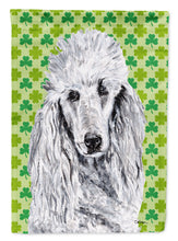 Load image into Gallery viewer, White Standard Poodle Lucky Shamrock St. Patrick's Day Flag Canvas House Size SC9727CHF