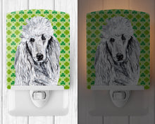 Load image into Gallery viewer, White Standard Poodle Lucky Shamrock St. Patrick's Day Ceramic Night Light SC9727CNL
