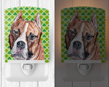 Load image into Gallery viewer, Staffordshire Bull Terrier Staffie Lucky Shamrock St. Patrick's Day Ceramic Night Light SC9728CNL