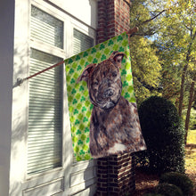 Load image into Gallery viewer, Staffordshire Bull Terrier Staffie Lucky Shamrock St. Patrick's Day Flag Canvas House Size SC9729CHF