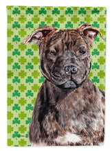 Load image into Gallery viewer, Staffordshire Bull Terrier Staffie Lucky Shamrock St. Patrick's Day Flag Canvas House Size SC9729CHF