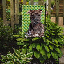 Load image into Gallery viewer, Staffordshire Bull Terrier Staffie Lucky Shamrock St. Patrick's Day Garden Flag - Outdoor Decorative Yard Flag
