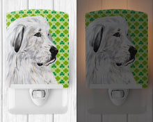 Load image into Gallery viewer, Great Pyrenees Lucky Shamrock St. Patrick's Day Ceramic Night Light SC9738CNL