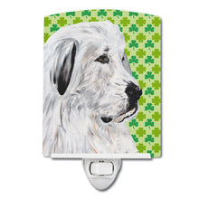 Load image into Gallery viewer, Great Pyrenees Lucky Shamrock St. Patrick's Day Ceramic Night Light SC9738CNL