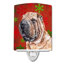 Load image into Gallery viewer, Shar Pei Red Snowflakes Holiday Ceramic Night Light SC9743CNL