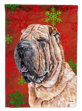 Load image into Gallery viewer, Shar Pei Red Snowflakes Holiday Garden Flag – Decorative Outdoor Yard Flag SC9743GF