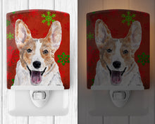 Load image into Gallery viewer, Cardigan Corgi Red Snowflakes Holiday Ceramic Night Light SC9744CNL