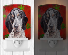 Load image into Gallery viewer, Blue Tick Coonhound Red Snowflakes Holiday Ceramic Night Light SC9745CNL