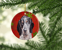 Load image into Gallery viewer, Blue Tick Coonhound Red Snowflakes Holiday Ceramic Ornament SC9745CO1