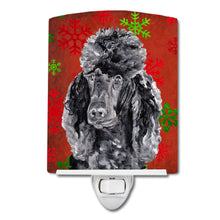 Load image into Gallery viewer, Black Standard Poodle Red Snowflakes Holiday Ceramic Night Light SC9746CNL