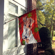 Load image into Gallery viewer, Wire Fox Terrier Red Snowflakes Holiday Flag Canvas House Size SC9748CHF