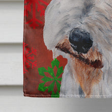 Load image into Gallery viewer, Wire Fox Terrier Red Snowflakes Holiday Flag Canvas House Size SC9748CHF