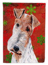 Load image into Gallery viewer, Wire Fox Terrier Red Snowflakes Holiday Flag Canvas House Size SC9748CHF