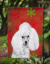 Load image into Gallery viewer, White Toy Poodle Red Snowflakes Holiday Garden Flag - Outdoor Decorative Yard Flag SC9749GF