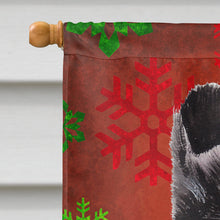 Load image into Gallery viewer, Black and White Collie Red Snowflakes Holiday Flag Canvas House Size SC9750CHF