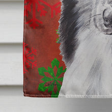 Load image into Gallery viewer, Black and White Collie Red Snowflakes Holiday Flag Canvas House Size SC9750CHF