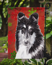 Load image into Gallery viewer, Black and White Collie Red Snowflakes Holiday Garden Flag – Decorative Outdoor Yard Flag SC9750GF