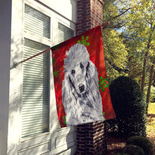 Load image into Gallery viewer, White Standard Poodle Red Snowflakes Holiday Flag Canvas House Size SC9751CHF