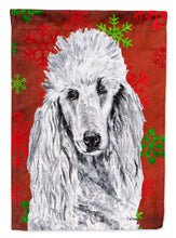Load image into Gallery viewer, White Standard Poodle Red Snowflakes Holiday Flag Canvas House Size SC9751CHF