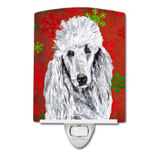 Load image into Gallery viewer, White Standard Poodle Red Snowflakes Holiday Ceramic Night Light SC9751CNL