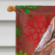Load image into Gallery viewer, Staffordshire Bull Terrier Staffie Red Snowflakes Holiday Flag Canvas House Size SC9752CHF