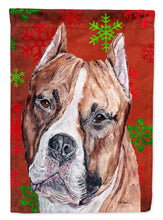 Load image into Gallery viewer, Staffordshire Bull Terrier Staffie Red Snowflakes Holiday Garden Flag - Outdoor Decorative Yard Flag SC9752GF