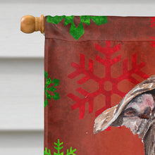 Load image into Gallery viewer, Staffordshire Bull Terrier Staffie Red Snowflakes Holiday Flag Canvas House Size SC9753CHF