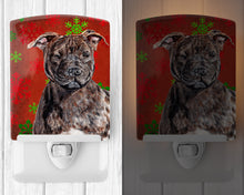 Load image into Gallery viewer, Staffordshire Bull Terrier Staffie Red Snowflakes Holiday Ceramic Night Light SC9753CNL