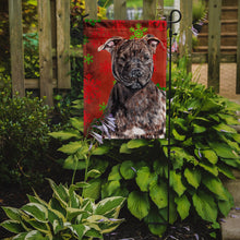 Load image into Gallery viewer, Staffordshire Bull Terrier Staffie Red Snowflakes Holiday Garden Flag – Decorative Outdoor Yard Flag SC9753GF
