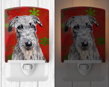 Load image into Gallery viewer, Scottish Deerhound Red Snowflakes Holiday Ceramic Night Light SC9754CNL