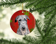 Load image into Gallery viewer, Scottish Deerhound Red Snowflakes Holiday Ceramic Ornament SC9754CO1