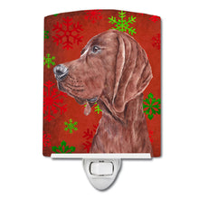Load image into Gallery viewer, Redbone Coonhound Red Snowflakes Holiday Ceramic Night Light SC9755CNL