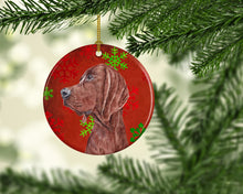 Load image into Gallery viewer, Redbone Coonhound Red Snowflakes Holiday Ceramic Ornament SC9755CO1