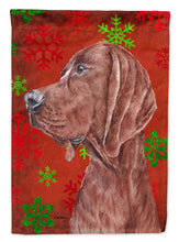 Load image into Gallery viewer, Redbone Coonhound Red Snowflakes Holiday Garden Flag - Outdoor Decorative Yard Flag SC9755GF