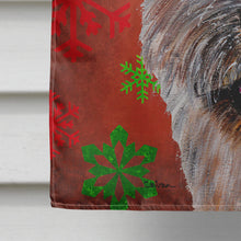 Load image into Gallery viewer, Norwich Terrier Red Snowflakes Holiday Flag Canvas House Size SC9758CHF