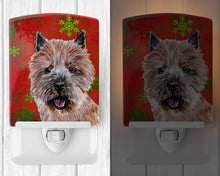 Load image into Gallery viewer, Norwich Terrier Red Snowflakes Holiday Ceramic Night Light SC9758CNL
