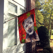 Load image into Gallery viewer, Norfolk Terrier Puppy Red Snowflakes Holiday Flag Canvas House Size SC9759CHF