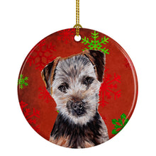 Load image into Gallery viewer, Norfolk Terrier Puppy Red Snowflakes Holiday Ornament - Round Ceramic Ornament – Artist-Designed Keepsake Decoration SC9759CO1