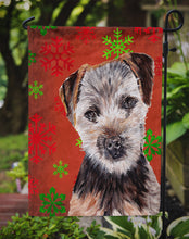 Load image into Gallery viewer, Norfolk Terrier Puppy Red Snowflakes Holiday Garden Flag – Decorative Outdoor Yard Flag SC9759GF