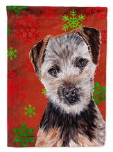 Load image into Gallery viewer, Norfolk Terrier Puppy Red Snowflakes Holiday Garden Flag – Decorative Outdoor Yard Flag SC9759GF