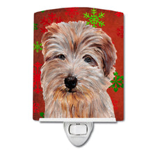 Load image into Gallery viewer, Norfolk Terrier Red Snowflakes Holiday Ceramic Night Light SC9760CNL