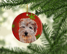 Load image into Gallery viewer, Norfolk Terrier Red Snowflakes Holiday Ceramic Ornament SC9760CO1