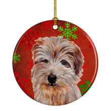 Load image into Gallery viewer, Norfolk Terrier Red Snowflakes Holiday Ceramic Ornament SC9760CO1