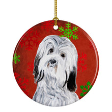 Load image into Gallery viewer, Havanese Red Snowflakes Holiday Ornament - Round Ceramic Ornament – Artist-Designed Keepsake Decoration SC9761CO1