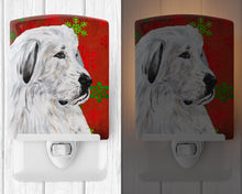Load image into Gallery viewer, Great Pyrenees Red Snowflakes Holiday Ceramic Night Light SC9762CNL