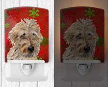 Load image into Gallery viewer, Golden Doodle 2 Red Snowflakes Holiday Ceramic Night Light SC9763CNL